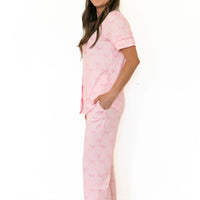 PINK BOWS | WOMEN'S BUTTON UP SHORT SLEEVE SET
