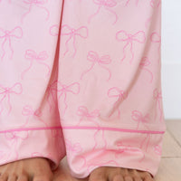 PINK BOWS | WOMEN'S BUTTON UP SHORT SLEEVE SET