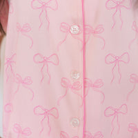 PINK BOWS | WOMEN'S BUTTON UP SHORT SLEEVE SET