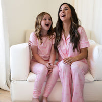 PINK BOWS | WOMEN'S BUTTON UP SHORT SLEEVE SET