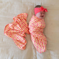CORAL + ORANGE GINGHAM | SWADDLE