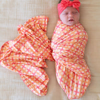 CORAL + ORANGE GINGHAM | SWADDLE