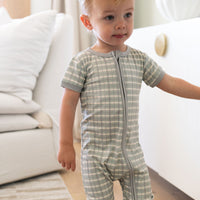 MUTED GREEN PLAID | ZIPPER ONE PIECE