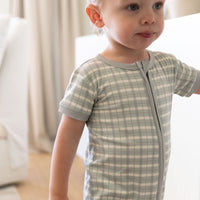 MUTED GREEN PLAID | ZIPPER ONE PIECE