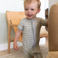 MUTED GREEN PLAID | ZIPPER ONE PIECE