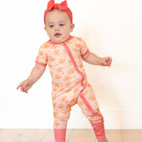 CORAL + ORANGE FLORAL | ZIPPER ONE PIECE