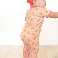 CORAL + ORANGE FLORAL | ZIPPER ONE PIECE