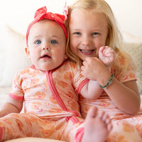 CORAL + ORANGE FLORAL | ZIPPER ONE PIECE