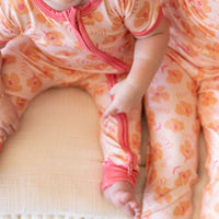 CORAL + ORANGE FLORAL | ZIPPER ONE PIECE