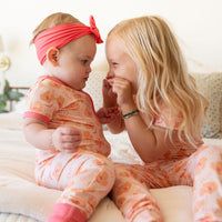 CORAL + ORANGE FLORAL | ZIPPER ONE PIECE