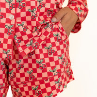 CHERRY CHECKER | WOMEN'S LONG SLEEVE SHORTS SET