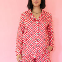 CHERRY CHECKER | WOMEN'S LONG SLEEVE SHORTS SET