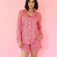 CHERRY CHECKER | WOMEN'S LONG SLEEVE SHORTS SET