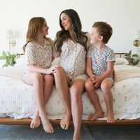 RAINBOW FLORAL | GIRLS' BUTTON UP SHORT SLEEVE + SHORTS SET