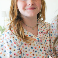 RAINBOW FLORAL | GIRLS' BUTTON UP SHORT SLEEVE + SHORTS SET