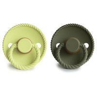 FRIGG ROPE NATURAL RUBBER PACIFIER | GREEN TEA/OLIVE | 2 PACK