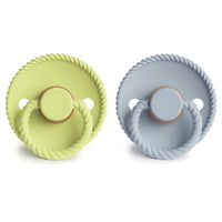 FRIGG ROPE NATURAL RUBBER PACIFIER | GREEN TEA/POWDER BLUE | 2 PACK