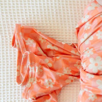 BRIGHT CORAL + PINK DAISY CHECKER | SWADDLE