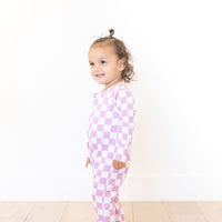 LIGHT PURPLE + WHITE CHECKER | FOOTIE ONE PIECE