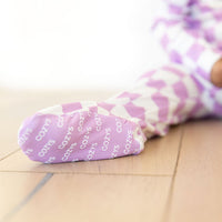 LIGHT PURPLE + WHITE CHECKER | FOOTIE ONE PIECE
