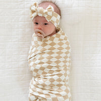 TAN + WHITE CHECKER | BOW SET