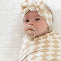 TAN + WHITE CHECKER | BOW SET