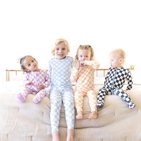 LIGHT PURPLE + WHITE CHECKER | FOOTIE ONE PIECE