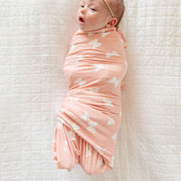 PINK + WHITE RIBBED BUTTERFLY | SWADDLE