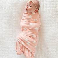 PINK + WHITE RIBBED BUTTERFLY | SWADDLE