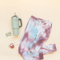 PLUM + LIGHT BLUE + WHITE TIE DYE | WOMENS JOGGERS