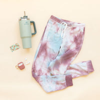 PLUM + LIGHT BLUE + WHITE TIE DYE | WOMENS JOGGERS