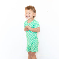 GREEN WAVY CHECKER | SHORT SET
