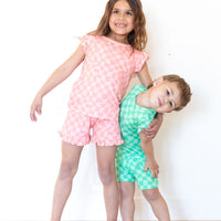 GREEN WAVY CHECKER | SHORT SET