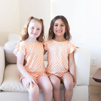 ORANGE SMILEY CHECKER | RUFFLE SHORT SET