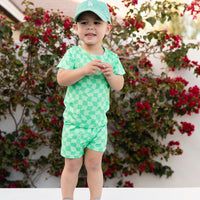 GREEN WAVY CHECKER | SHORT SET