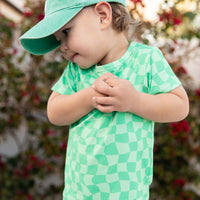 GREEN WAVY CHECKER | SHORT SET