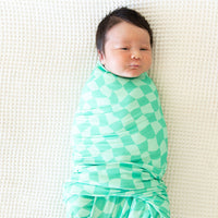 BRIGHT GREEN WAVY CHECKER | SWADDLE