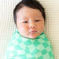 BRIGHT GREEN WAVY CHECKER | SWADDLE