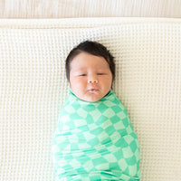 BRIGHT GREEN WAVY CHECKER | SWADDLE