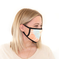 ORANGE + LIGHT TEAL + YELLOW TIE DYE | ADULT FACE MASK
