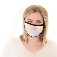 BRIGHT PINK + GREEN + ORANGE + BLUE TIE DYE | ADULT FACE MASK