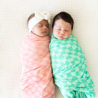 CORAL PINK WAVY CHECKER | SWADDLE