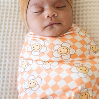 ORANGE SMILEY CHECKER | SWADDLE