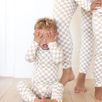 TAN + WHITE CHECKER | LONG SLEEVE