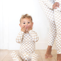 TAN + WHITE CHECKER | LONG SLEEVE