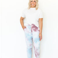 PLUM + LIGHT BLUE + WHITE TIE DYE | WOMENS JOGGERS