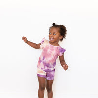 PURPLE + MAUVE + TAN TIE DYE SHORT SET *flawed*