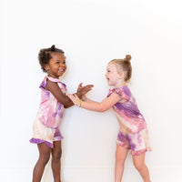 PURPLE + MAUVE + TAN TIE DYE SHORT SET *flawed*