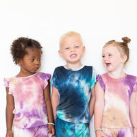 PURPLE + MAUVE + TAN TIE DYE SHORT SET *flawed*