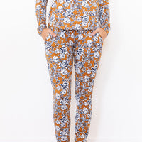 DARK MUSTARD + NAVY FLORAL | LONG SLEEVE